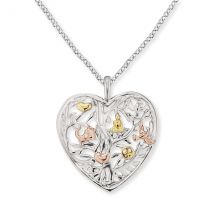 Angel Whisperer Silver Trio Toned Tree of Life Heart Necklace