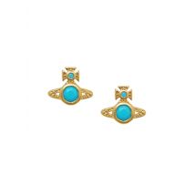 Vivienne Westwood Gold Turquoise Crystal London Orb Earrings