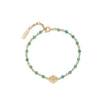 Olivia Burton Beaded Charm Green Agate Bracelet