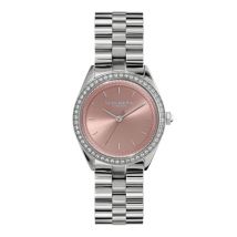 Olivia Burton Bejewelled Pink Stainless Steel Bracelet Watch
