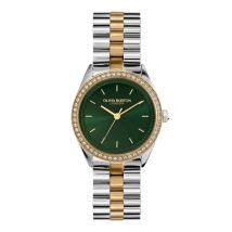 Olivia Burton Bejewelled Green Stainless Steel & Gold Bracelet Watch