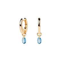 PDPAOLA Gold Blue Lily Drop Hoop Earrings