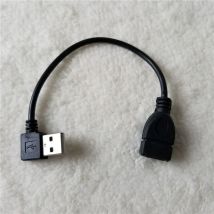 10pcs/lot Left Angle Direction 90 Degree USB 2.0 A Male To Female M/F Extension Data Sync Power Charge Cable Cord 20cm