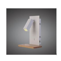 Mantra M5463 Nordica II 1 Light Switched Wall Light In White Metal And Wood  - Small