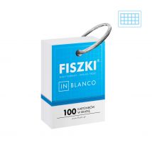 FISZKI in blanco ring - białe kartoniki w kratkę na metalowym kółku - 100 szt.