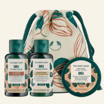 The Body Shop Shea Shampoo, Conditioner Mini 60ml, Hair Scalp Scrub 50ml Pouch Set