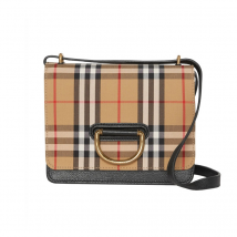 Burberry The Small D-Ring Bag in Leather with Vintage Check Pattern