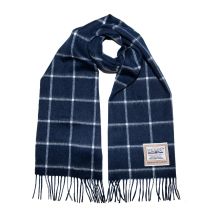 Heritage Traditions - 100% Wool Box Check Classic Brushed Wool Scarf - Navy Cream