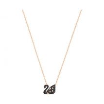 Swarovski Facet Swan Necklace, Black, Mixed Plating