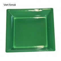 12 assiettes carrées en plastique (21,5 cm, vert foncé)