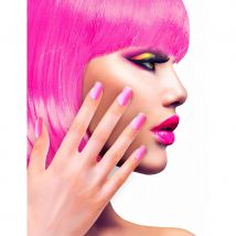 12 Faux ongles longs pointus adhesifs femme (Rose)
