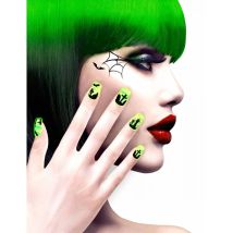 12 Faux ongles longs pointus adhesifs femme (Cimetiere vert)