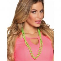 2 Colliers de perles plastique fluo pour femme (Vert)