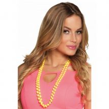 2 Colliers de perles plastique fluo pour femme (Jaune)