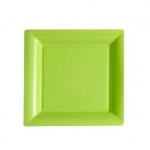 Assiettes carrées en plastique coloris uni (Vert 18cm)