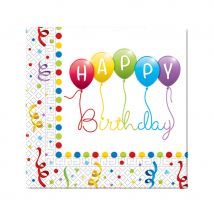 Accessoires de fête d'anniversaire Happy Birthday (20 serviettes)
