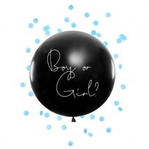 Ballon baby shower avec confettis fille ou garcon (Bleu)