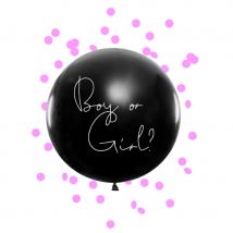 Ballon baby shower avec confettis fille ou garcon (Rose)