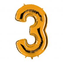 Ballon chiffre doré (Chiffre 3)