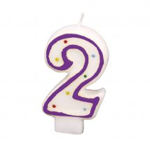 Bougie chiffre d'anniversaire à pois (2 ans)