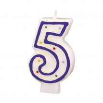 Bougie chiffre d'anniversaire à pois (5 ans)