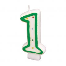 Bougie chiffre d'anniversaire à pois (1 an)