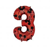 Ballon chiffre Mickey Mouse d'anniversaire, 66 cm (Chiffre 3)