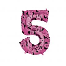 Ballon chiffre Minnie d'anniversaire, 66 cm (Chiffre 5)