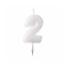 Bougie chiffre pailletté de 6,5cm (Chiffre 2)