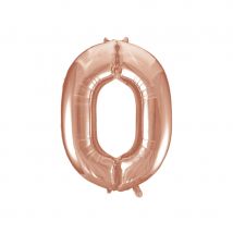Ballon chiffre rose métallisé de 86cm (Chiffre 0)