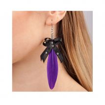 Boucles d'oreilles avec plume adulte (Violet)