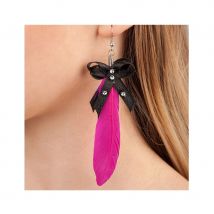 Boucles d'oreilles avec plume adulte (Rose)