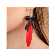 Boucles d'oreilles avec plume adulte (Rouge)