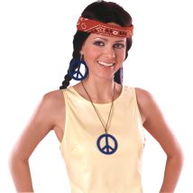 Boucles d'oreilles et collier peace and love (Bleu)