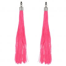 Boucles d'oreilles longues franges fluo adulte (Rose)
