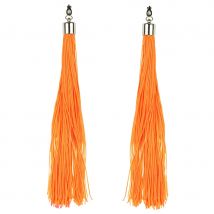 Boucles d'oreilles longues franges fluo adulte (Orange)