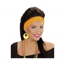 Boucles d'oreilles rondes pleines années 80 (Jaune)