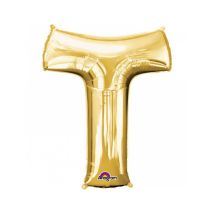Ballon lettre en aluminium doré de 33 cm (Lettre T)