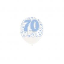 Ballon nombre d'anniversaire blanc bleu (70 ans)