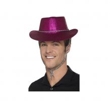 Chapeau de cowboy à paillettes (Rose)