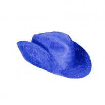 Chapeau de paille Western coloré (Bleu)