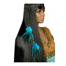 Collier de tête Indien plumes et perles (Bleu)