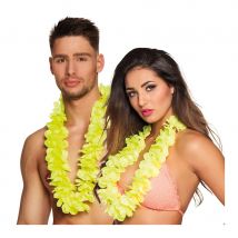 Collier hawaïen fluo, luxe (Jaune)