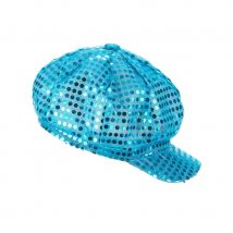 Casquette recouvertes de sequins, disco (Turquoise)