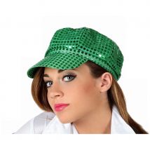Casquette recouvertes de sequins, disco (Vert)