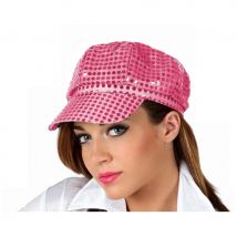 Casquette recouvertes de sequins, disco (Rose)