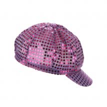 Casquette recouvertes de sequins, disco (Violet)