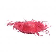 Chapeau tahiti en paille, uni (Rouge)