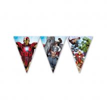 Déco Avengers Mighty pour table d'anniversaire (Guirlande de fanions)
