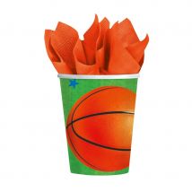 Décorations Basketball d'anniversaire (8 gobelets)